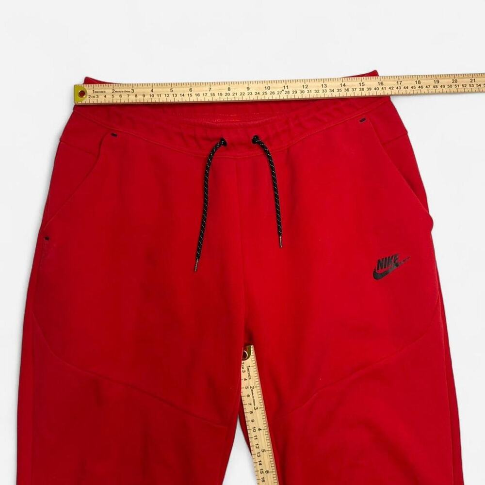 Nike Tech Fleece Joggers Red Black Zip Pocket Pants Large - Picture 7 of 8
